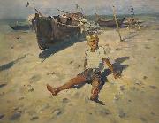 unknow artist Russov-Lev-Boy-and-Sea-rus13bw Germany oil painting artist